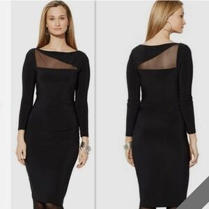 Lauren Ralph Lauren Women LongSleeve Midi Dress 10 Bodycon Party Cocktail Mesh
